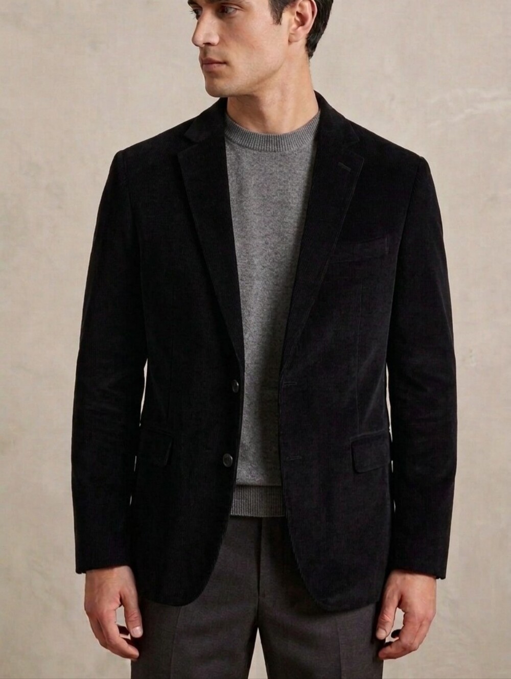 Calvin Klein Velvet Black Men's Single-Breasted Jacket - Medium Size